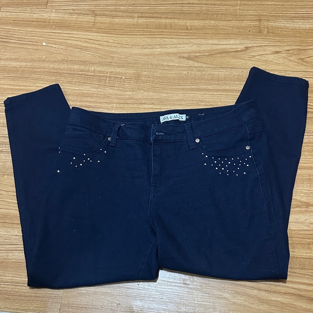 Ava &Alex Midnight Blue Skinny Jeans with Stud Accents